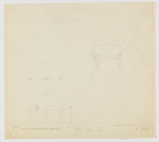 Drawing, Design for Low, Round Occasional Table