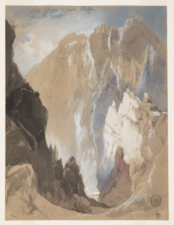 Drawing, Toltec Gorge and Eva Cliff from the West, Colorado