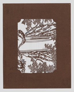 Katagami, Mountain Landscape Reflected in Water