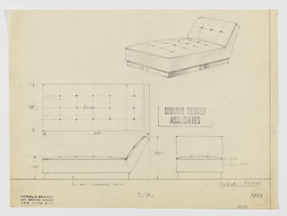 Drawing, Design for Upholstered Daybed, George C. and Eleanor Hutton Rand Apartment, 46 Washington Mews, New York, NY