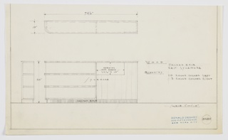 Drawing, Design for Bookshelf with Radio Compartment