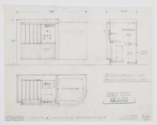 Drawing, Design for Phonograph and Radio Cabinet, Living Room, George C. and Eleanor Hutton Rand Apartment, 46 Washington Mews, New York, NY