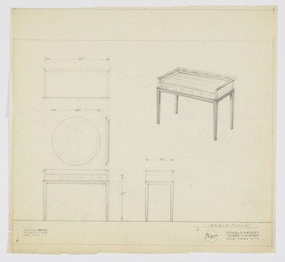 Drawing, Design for Vanity with Round Mirror