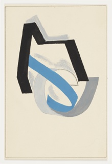 Drawing, Study of an Abstract Composition with Black, Blue, and Gray Ribbons