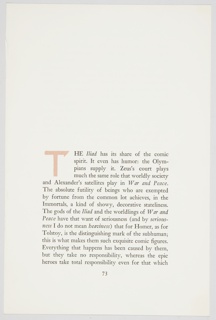 Print, Sample Page of On The Iliad