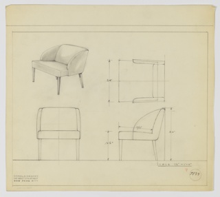 Drawing, Armchair, Upholstered