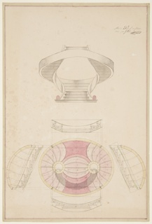 Drawing, Elevation and Plan for a Staircase Model in the English Style