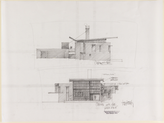 Drawing, Chicken Point Cabin, Hayden Lake, ID:  West and South Elevations