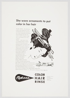 Print, Noreen Color Hair Rinse, She Wore Ornaments to Put Color in Her Hair