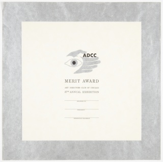 Print, Design for Art Directors Club of Chicago (ADCC) 27th Annual Exhibition of Advertising Art Award Certificate