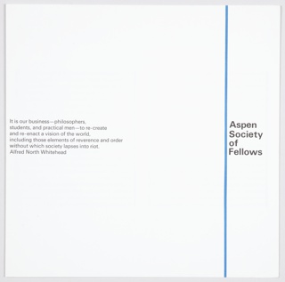 Brochure, Aspen Society of Fellows