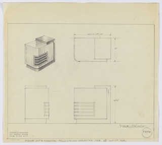 Drawing, Design for Phonograph Speaker Unit, Philco, Century of Progress, Chicago World's Fair, 1933-1934
