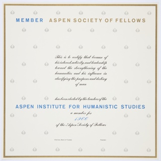 Print, Member, Aspen Society of Fellows, Aspen Institute for Humanistic Studies