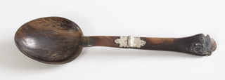 Horn and Silver Folding Spoon with Leather Case Spoon