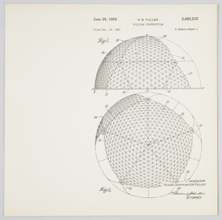 Book Illustration, Buckminster Fuller, Geodesic Dome Construction, figure 1 and 2