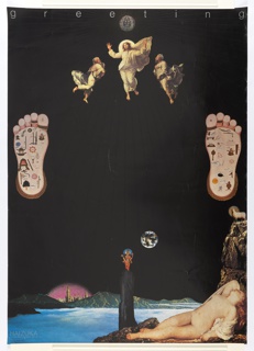 Poster, Greeting, poster for the Haizuka Printing House. Second in the series, "Jesus and Buddha"