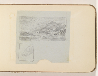 Album Page, Rough Sketch of Coastal Scene with Cliffs