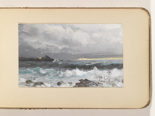 Album Page, Ocean Breaking on Shore with Rocks