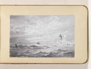 Album Page, Stormy Seas at Minot's Ledge Lighthouse