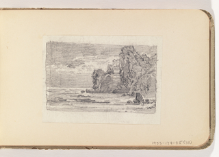 Album Page, Architectural Ruin on Cliffs over Ocean