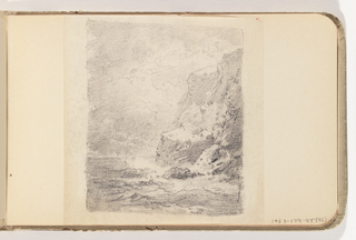 Album Page, Ocean Breaking against Tall Rocky Cliffside