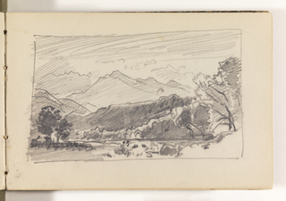 Sketchbook Folio, Countryside with Distant Mountains