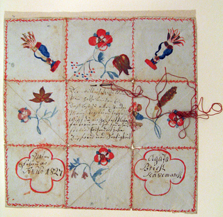 Calligraphy, Greeting Card with Needle and Thread