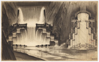Drawing, Visionary Fountain/Dam Design