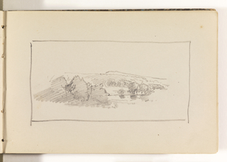 Sketchbook Folio, Unfinished Landscape with Large Trees, Pond and Hills