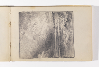 Sketchbook Folio, Dramatic View of Ocean with Cloudy Sky and Possible Lighthouse