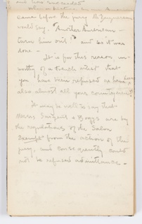 Sketchbook Folio, Sketchbook Page: Letter about Refusal from Salon (Continued)