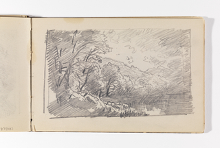 Sketchbook Folio, Sun Breaking through Clouds with Trees and Stream