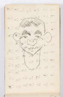 Sketchbook Folio, Sketchbook Page: Caricature with Cipher