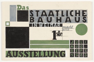 Design For Postcard, Das Staatliches Bauhaus in Weimar Macht Eine 1ste Ausstellung (State Bauhaus in Weimar Makes a First Exhibition)