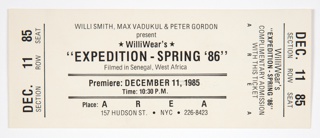 Film Screening Ticket, AREA, New York