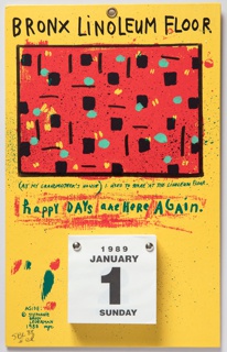 Calendar, Happy Days are Here Again: Bronx Linoleum Floor (Wall Calendar for 1989)