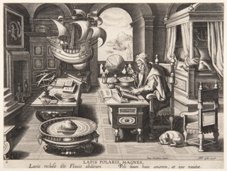 Print, Lapis Polaris Magnes (Invention of the Compass), plate 2 of the Nova Reperta (New Inventions for Modern Times)