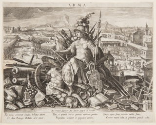 Print, Minerva, or "Arma" (Allegory of the Art of War),  pl. 2 in the Schema, seu Speculum Principum (Skills of a Prince) series