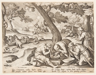 Print, Apes imitating hunters