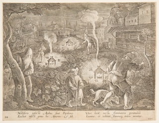 Print, Catching Night Moths, plate 25 from the Venationes Ferarum, Avium, Piscium series