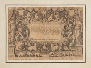 Print, Dedicatory page of the set "Mediceae familiae rerum feliciter gestarum Victoria et triumphi"