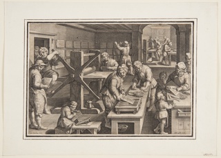 Print, Engraving on metal; Engravers on a ship
