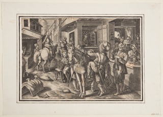 Print, Staphae, Sive Strapedes (Invention of the Stirrup), plate 9 in the Nova Reperta (New Inventions for Modern Times)