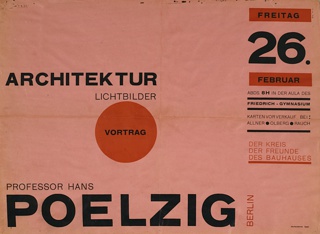 Poster, Architektur Lichtbilder Vortrag (Slide Lecture on Architecture), Professor Hans Poelzig

