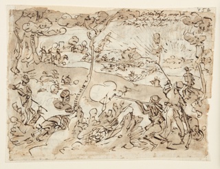 Drawing, Hare Hunting with Nets and Guns