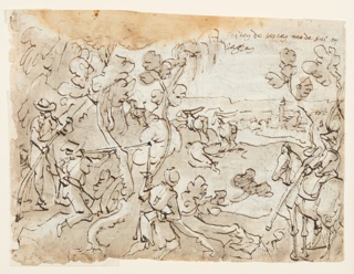 Drawing, Stag Hunt with Rifles