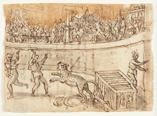 Drawing, The Emperor Commodus Killing a Tiger