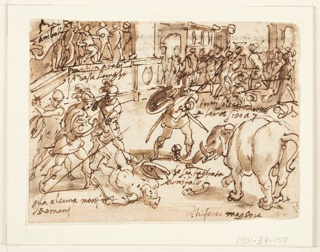 Drawing, A Roman Soldier Fighting Hannibal's Elephant