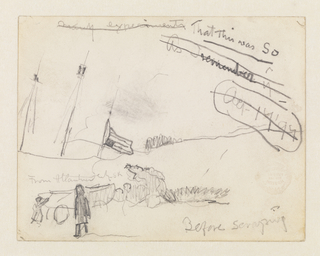 Drawing, Masts of Ship with United States Flag