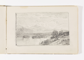 Sketchbook Folio, Trees, Lake, and Distant Mountains